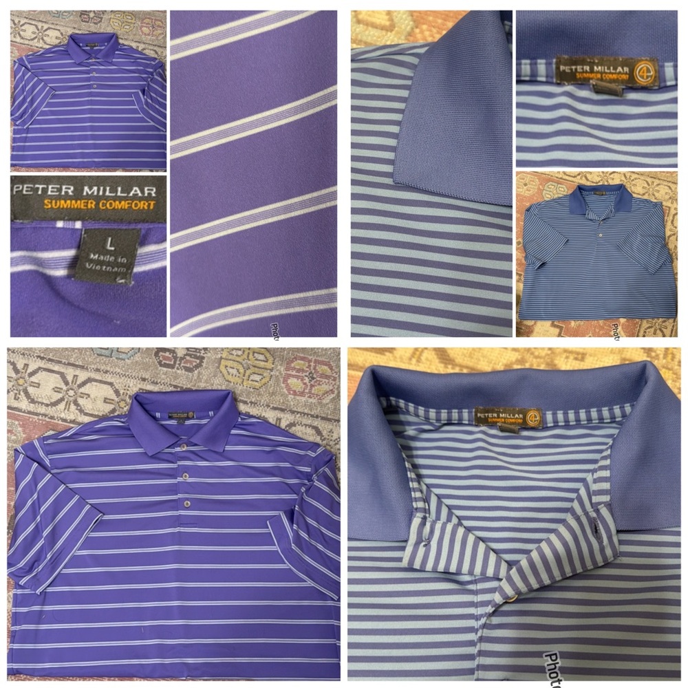 Set/2 Peter Millar summer confort polos (Blue & Purple)